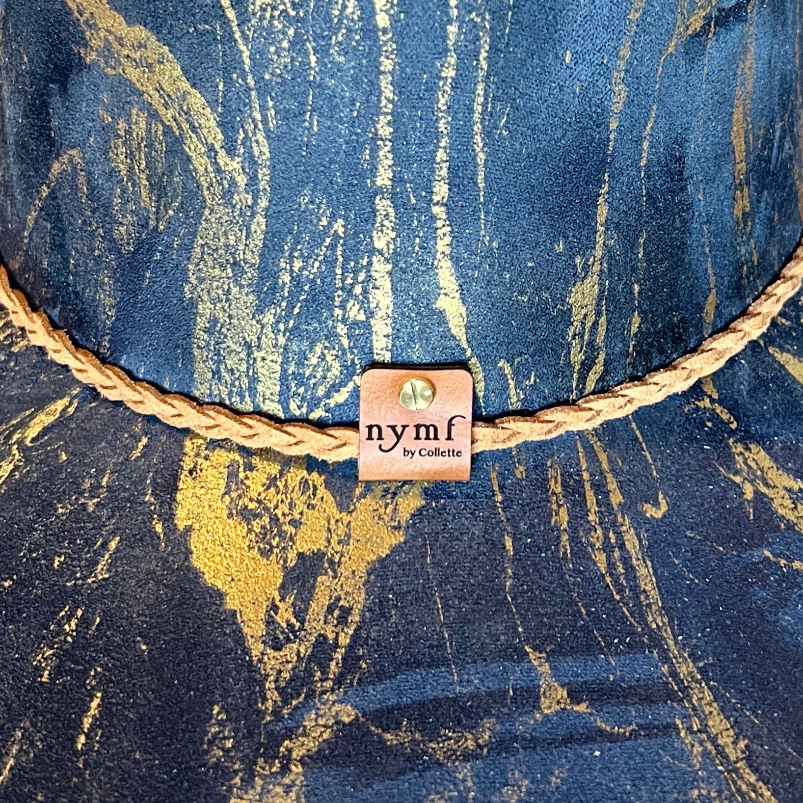 Gold Marbled Wide Brim Suede Rancher Hat