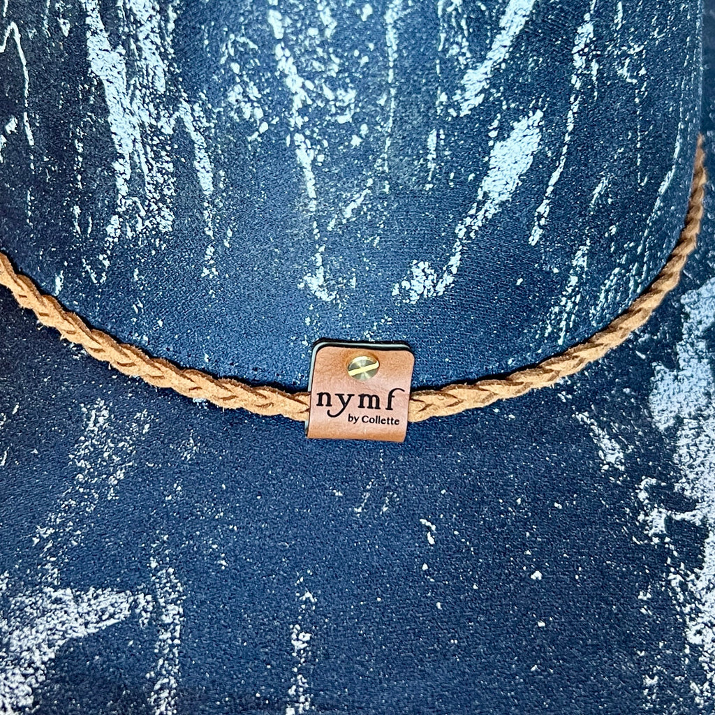 White Marbled Wide Brim Suede Rancher Hat