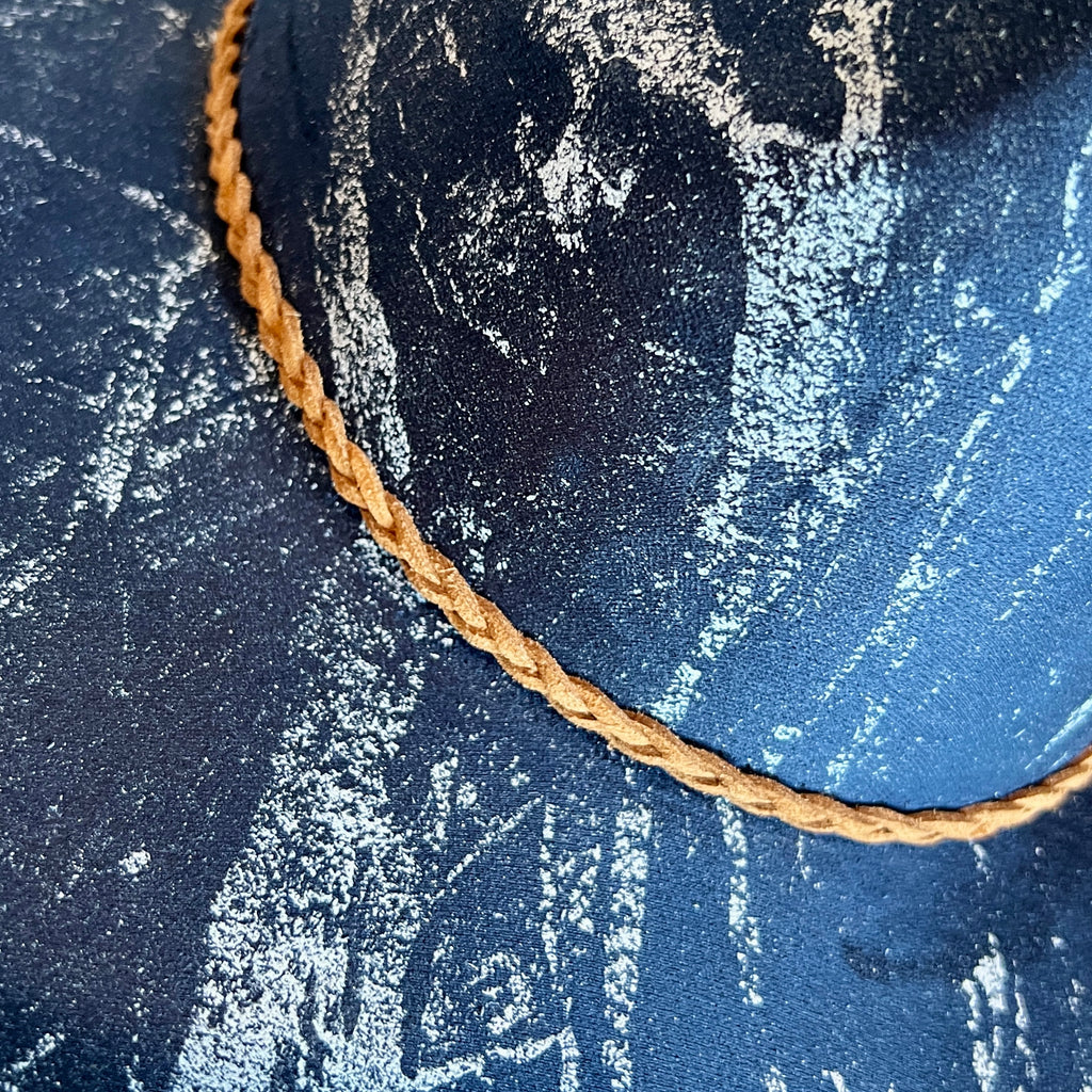 White Marbled Wide Brim Suede Rancher Hat