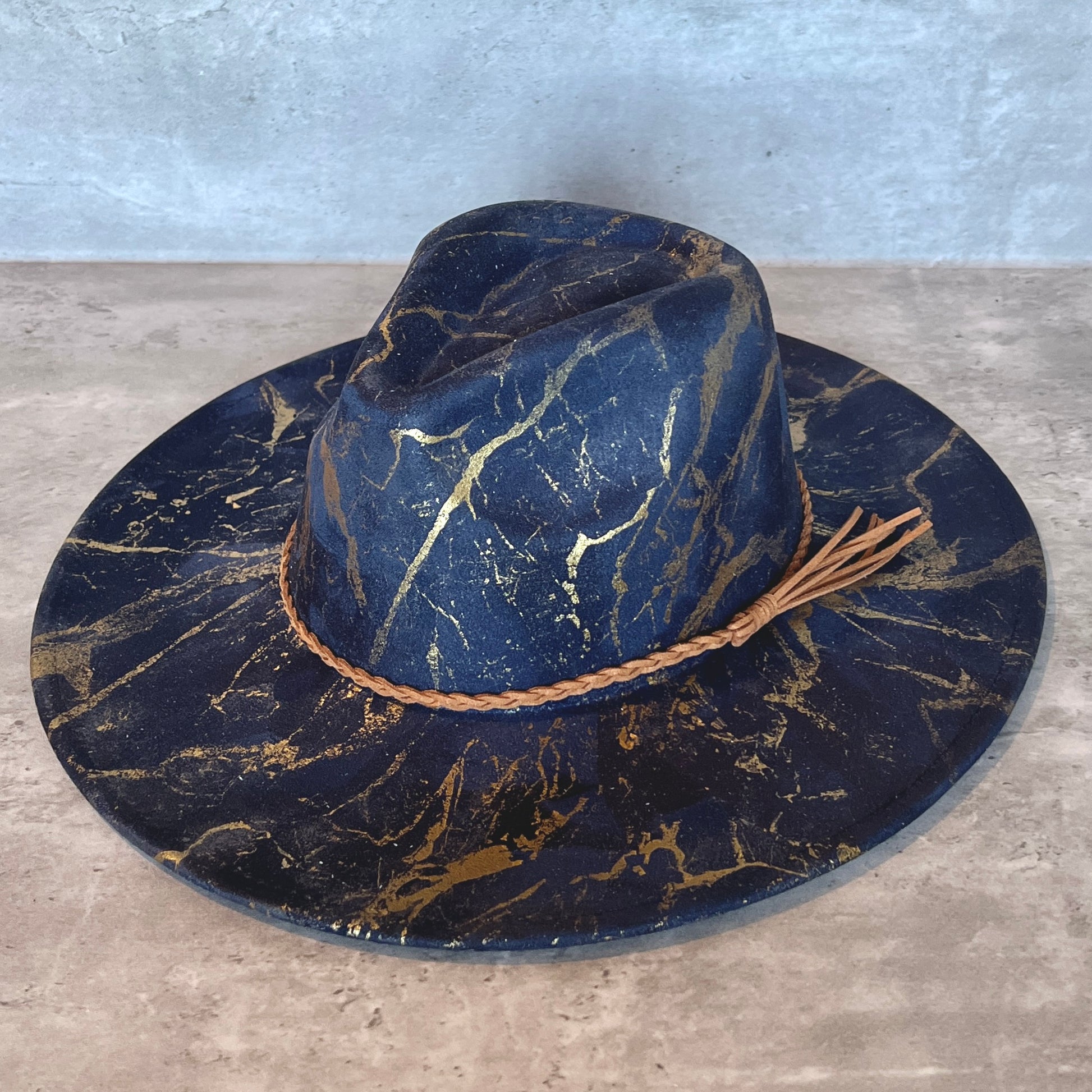 Gold Marbled Wide Brim Suede Rancher Hat