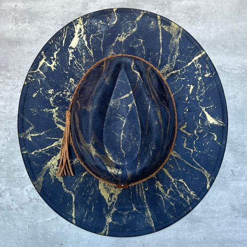 Gold Marbled Wide Brim Suede Rancher Hat