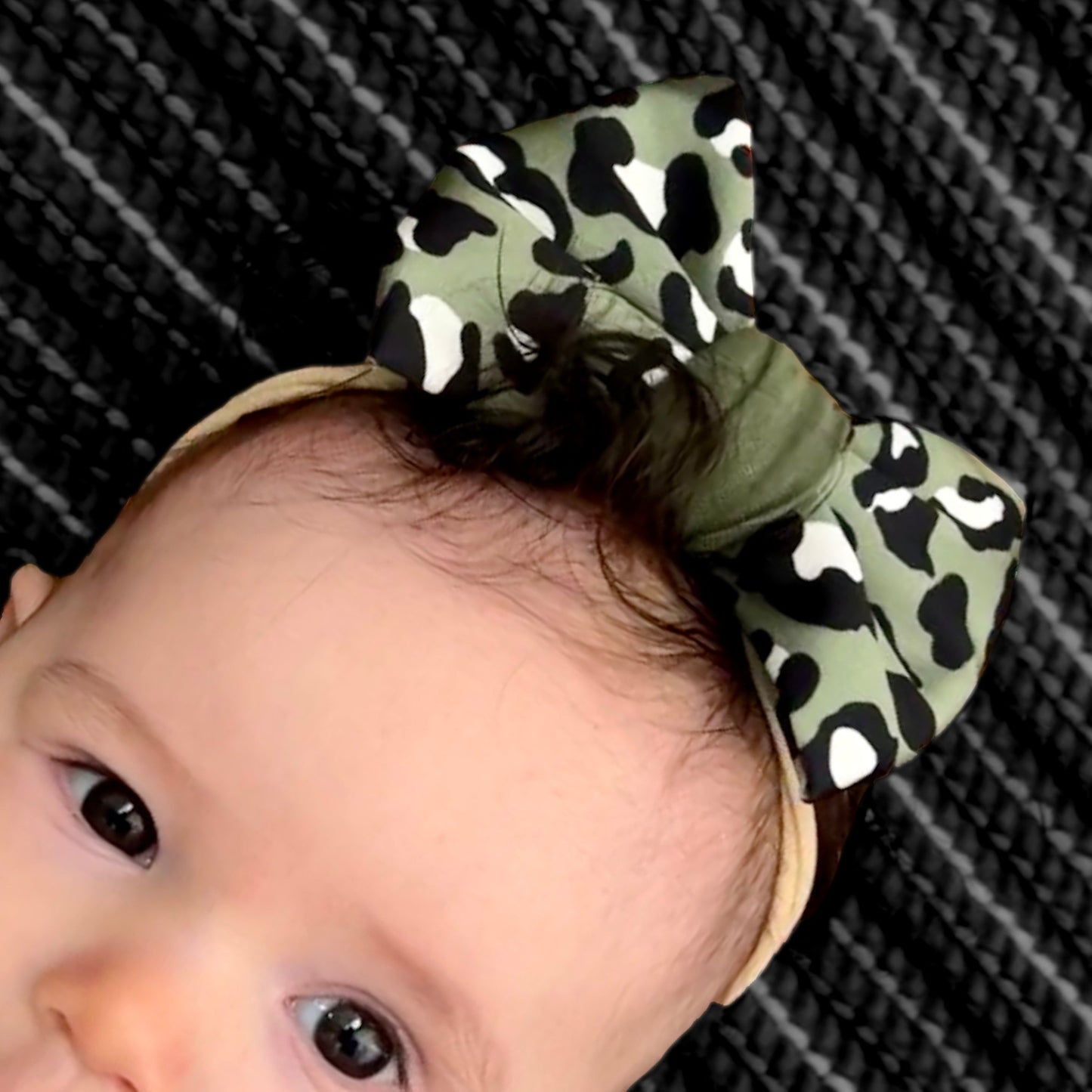 Olive Green Leopard Print Girl's Hair Bow (matching Mom Tee)