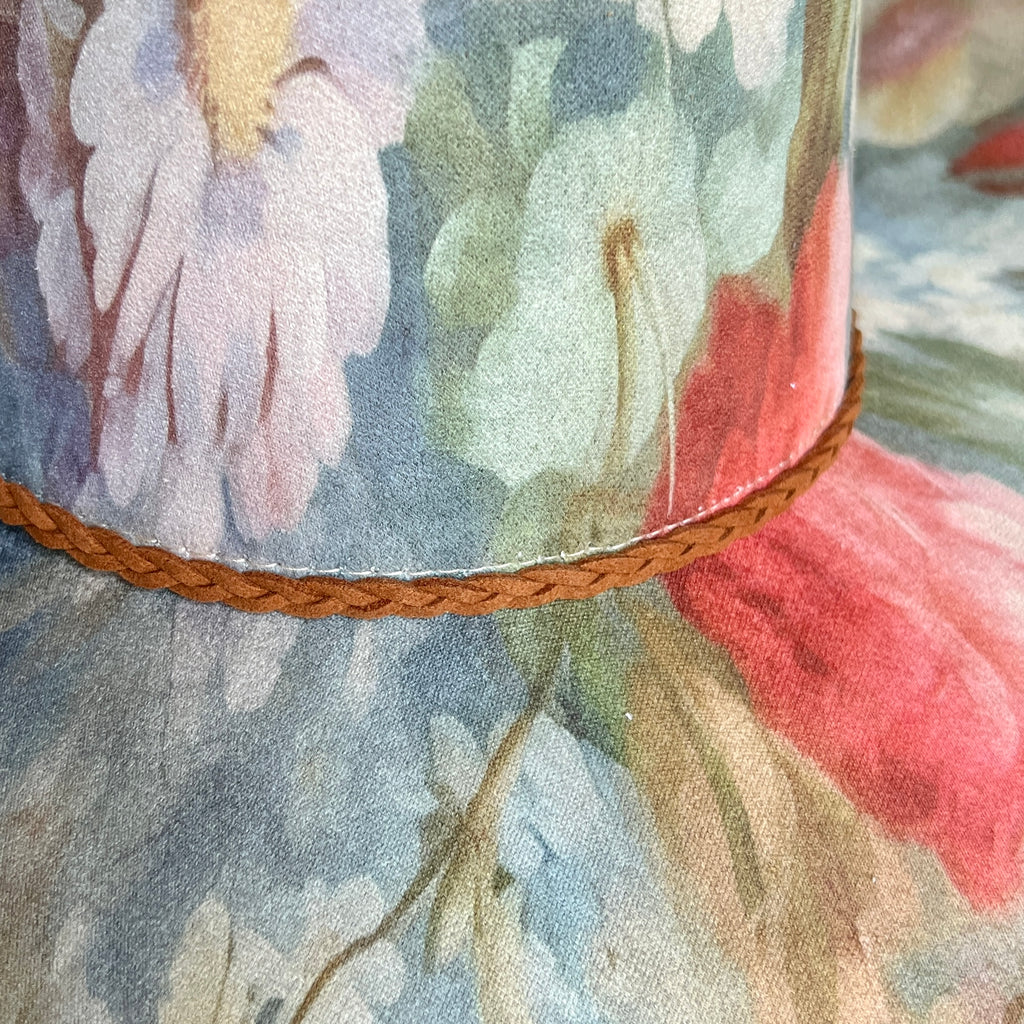 Close-up of braided trim on Rococo floral cowboy hat