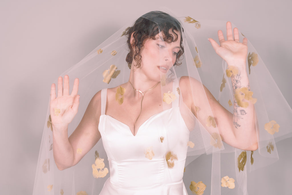 Rose Garden Hand-Painted Fingertip Veil