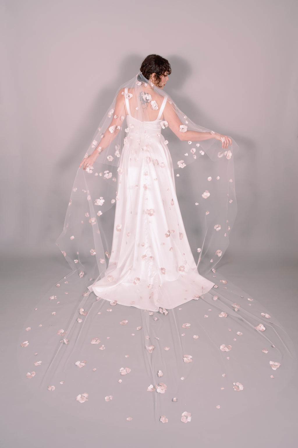 Rose Garden Hand-Painted Cathedral Veil