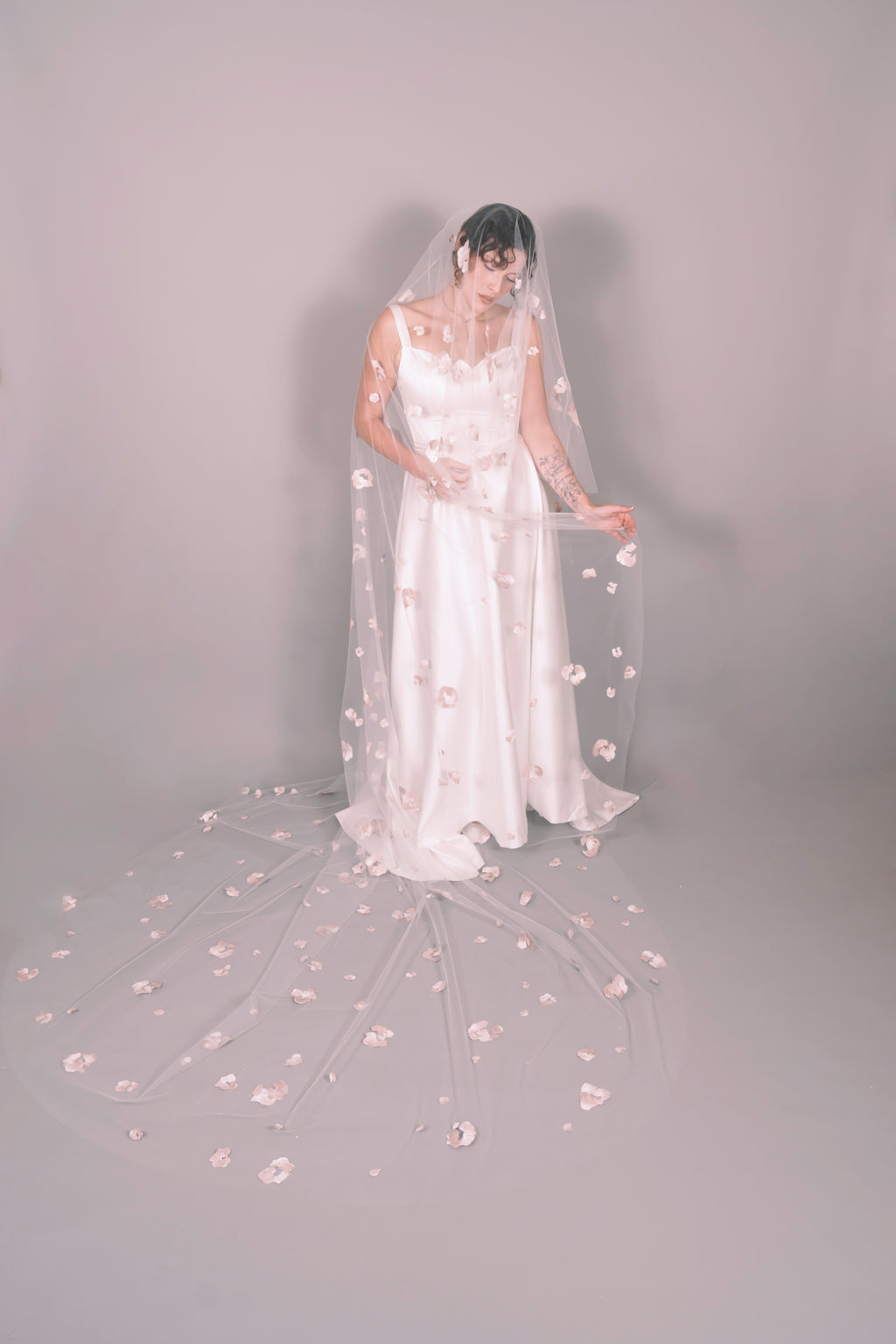 Rose Garden Hand-Painted Cathedral Veil