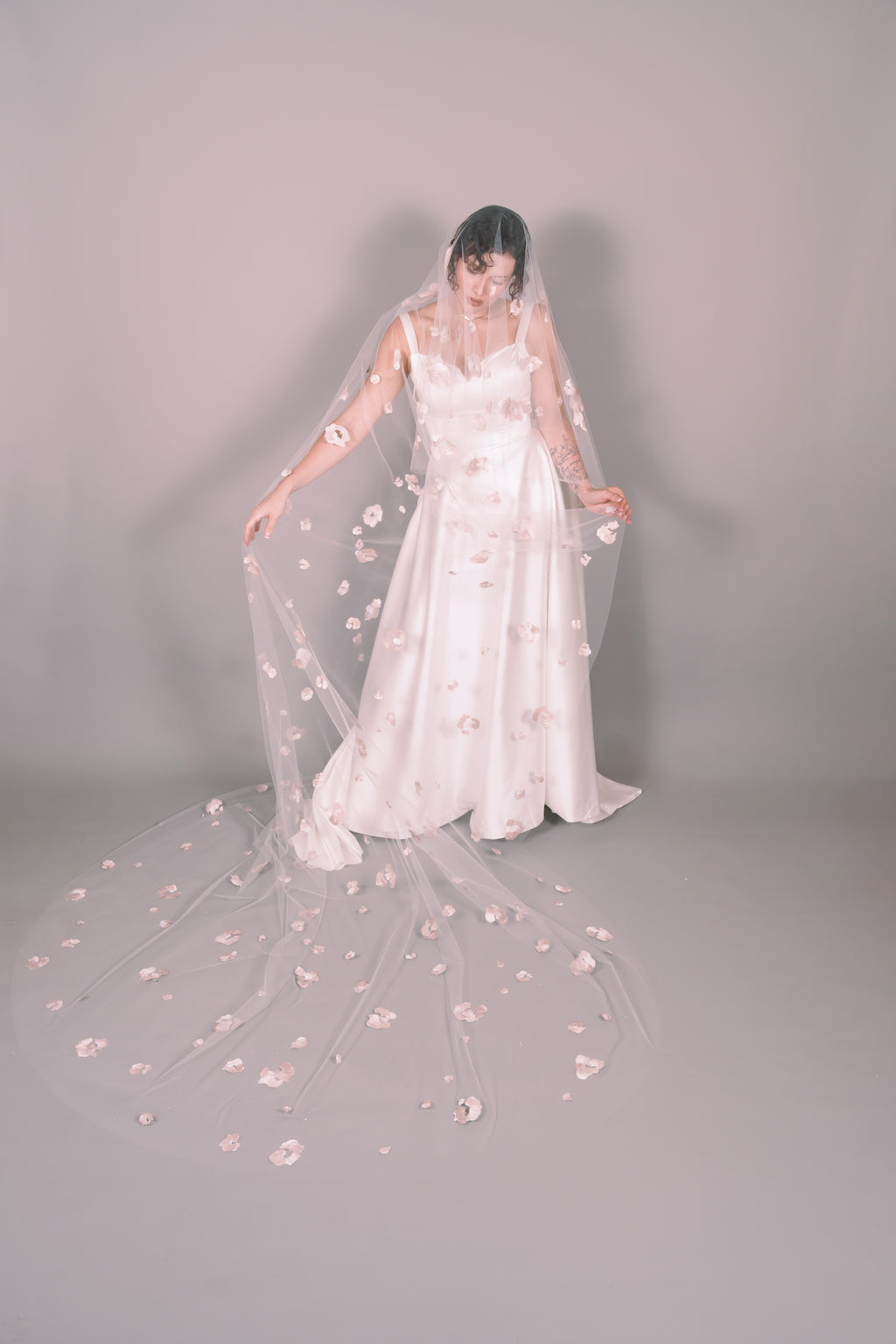 Rose Garden Hand-Painted Cathedral Veil