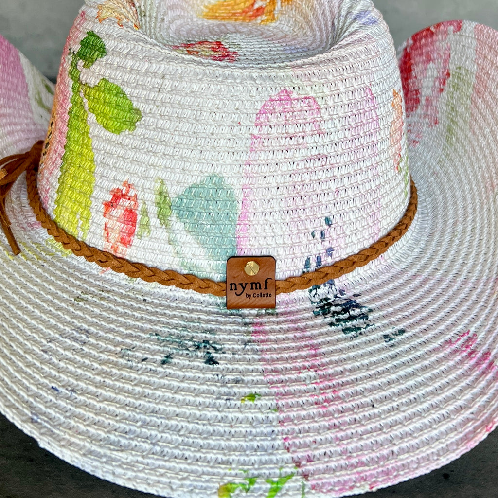 Watercolor Peonies Straw Cowboy Hat