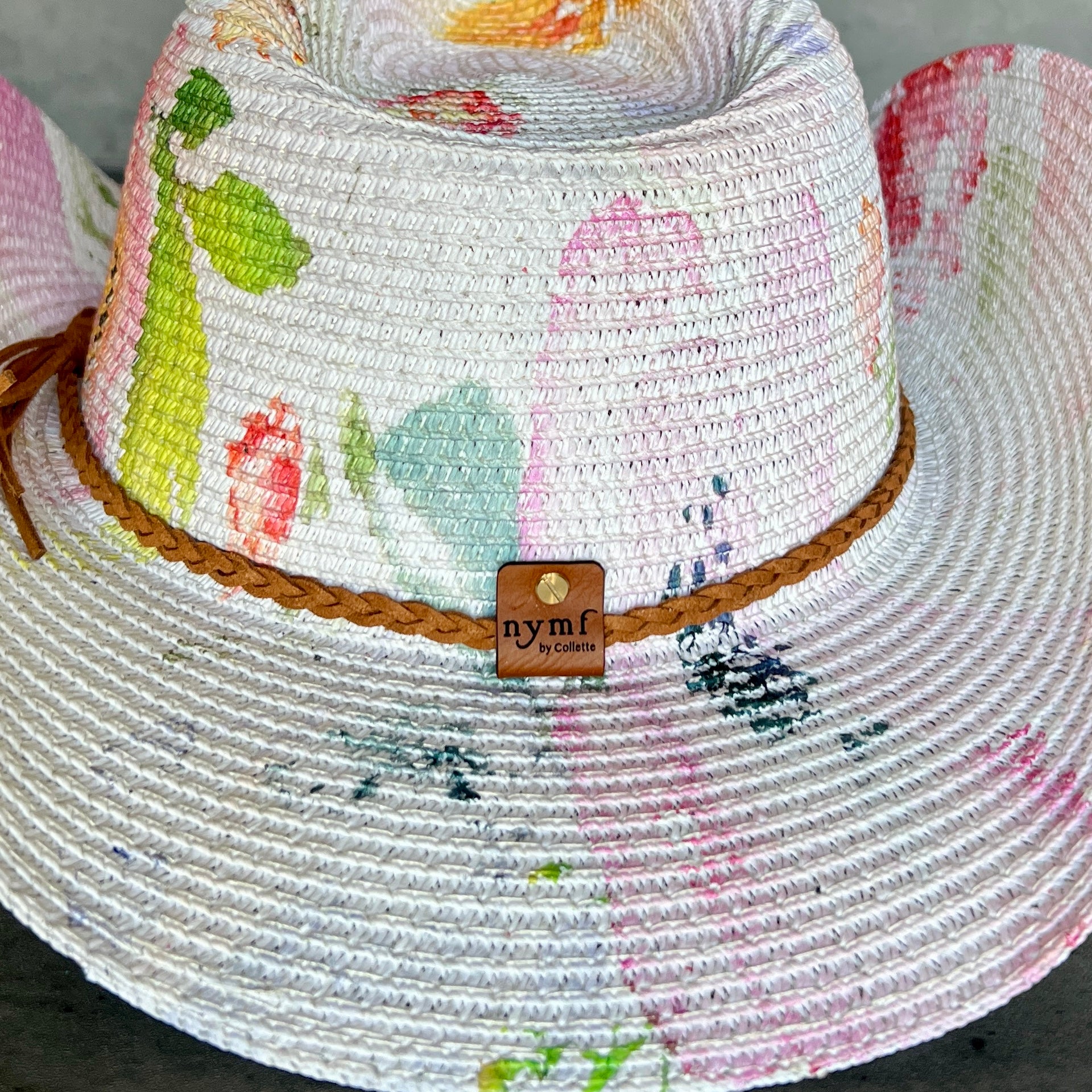 Watercolor Peonies Straw Cowboy Hat