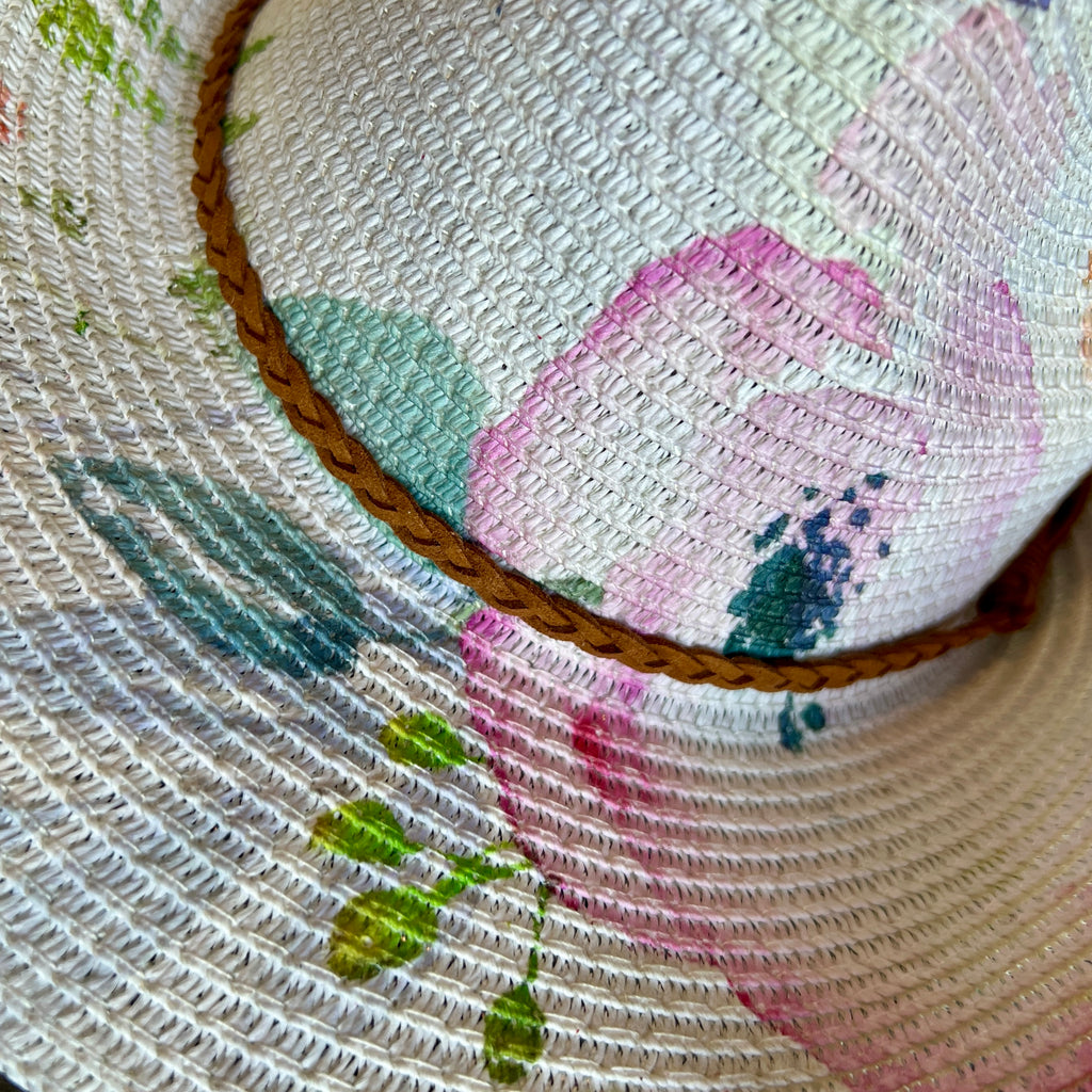 Watercolor Peonies Straw Cowboy Hat