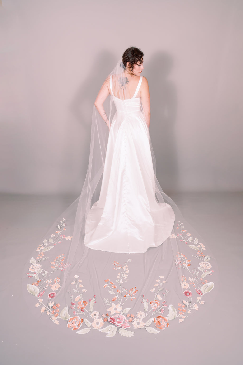 Wildflowers Hand-Painted Cathedral Veil