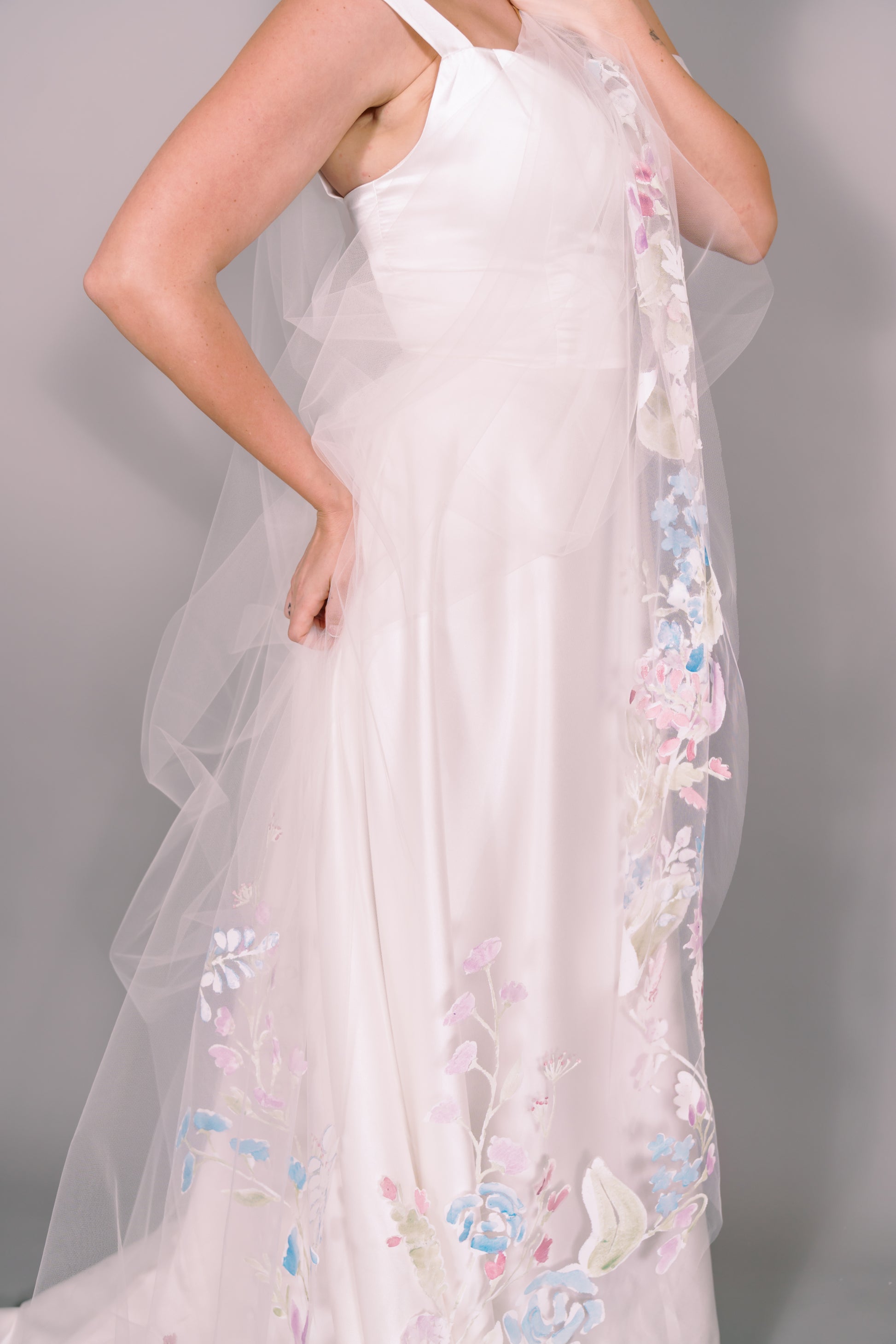 Wildflowers Hand-Painted Cathedral Veil