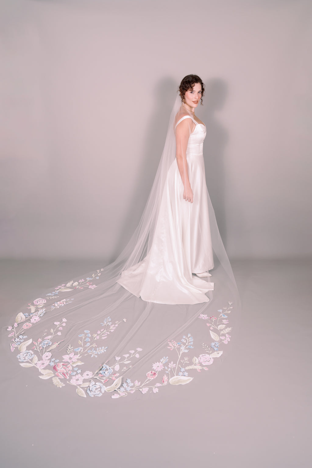 Wildflowers Hand-Painted Cathedral Veil