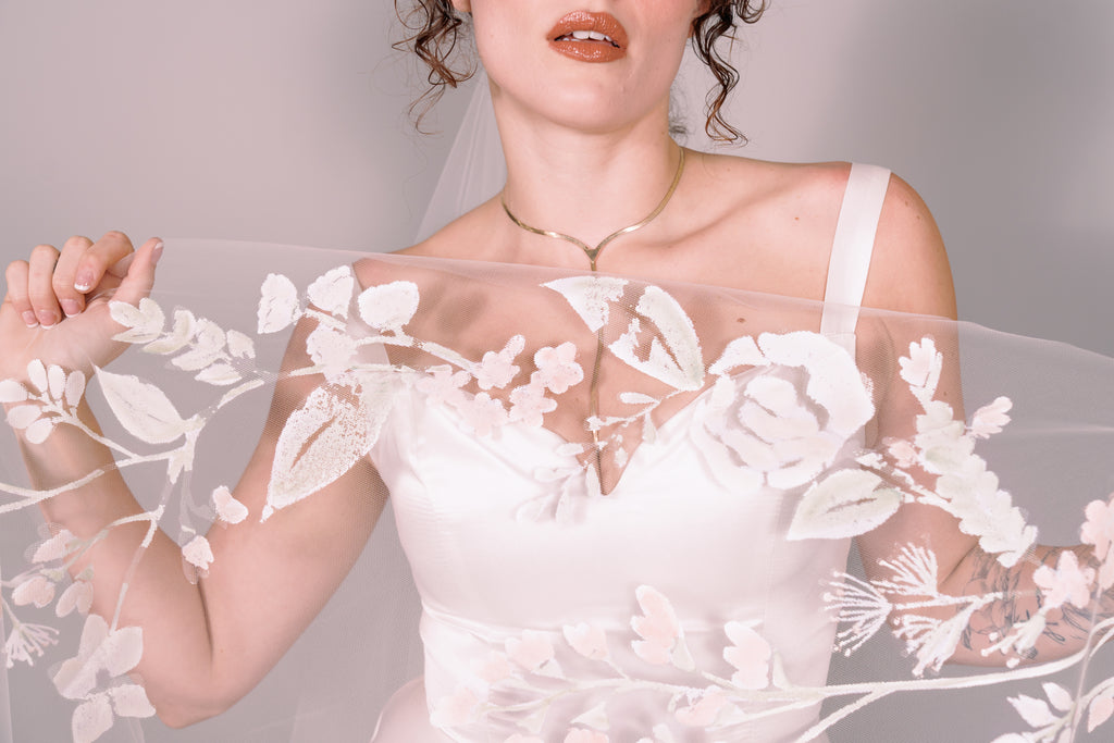Wildflowers Hand-Painted Cathedral Veil