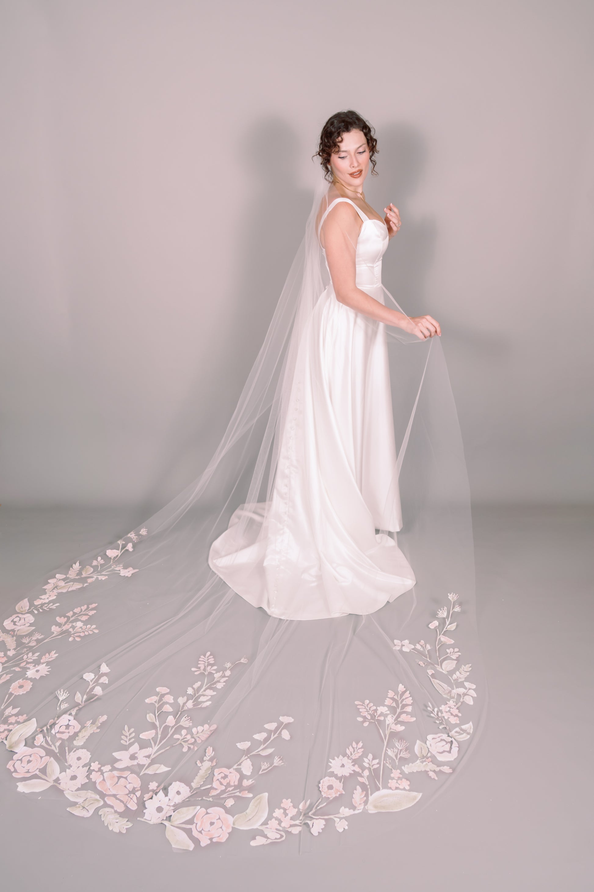 Wildflowers Hand-Painted Cathedral Veil