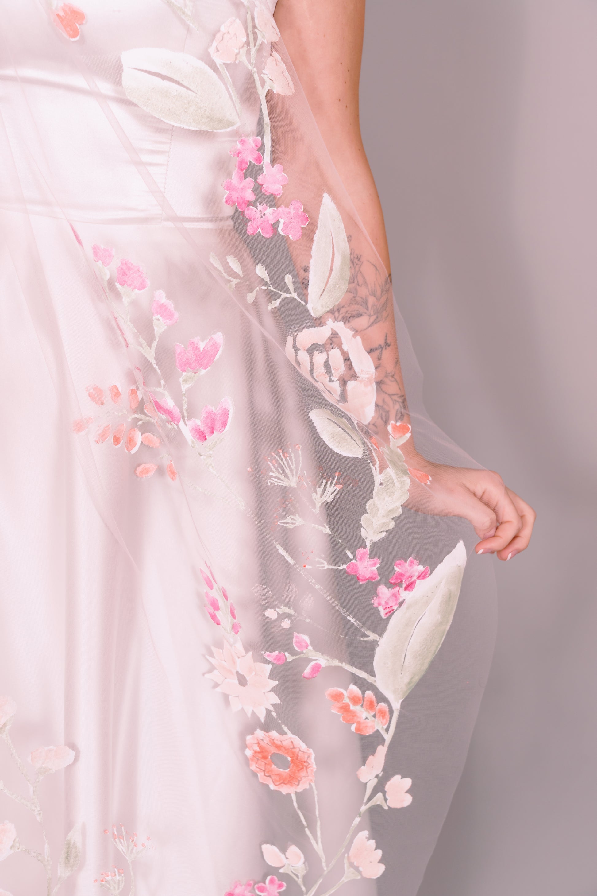 Wildflowers Hand-Painted Cathedral Veil