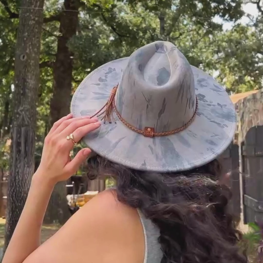 Gray Roses Suede Rancher Hat