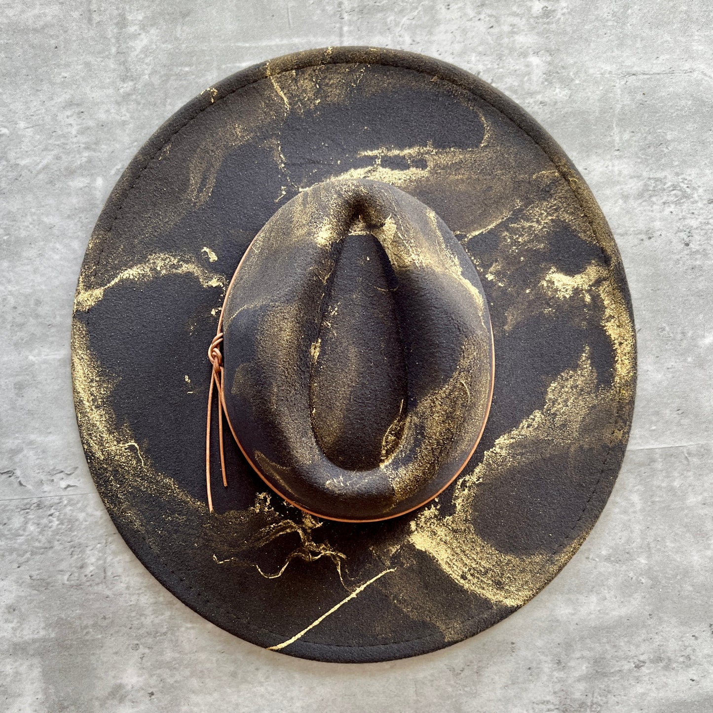 Gold Marbled Wide Brim Felt Rancher Hat