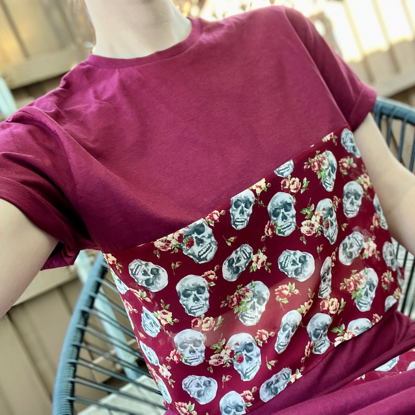 Skulls + Roses Sheer Sporty Crop Tee